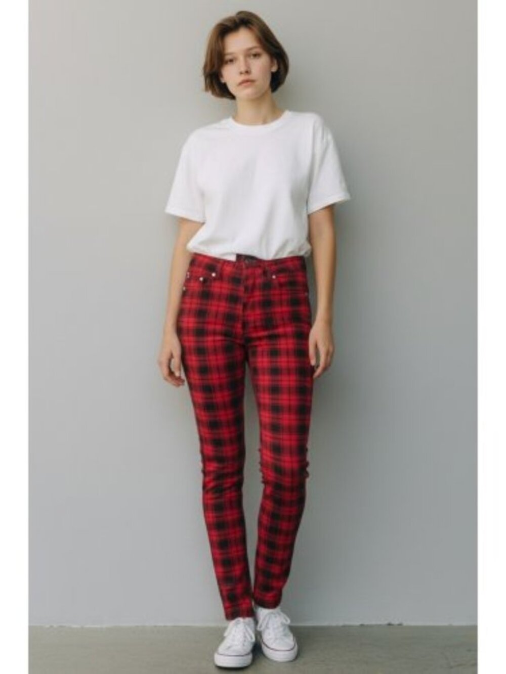 IMPERIAL STAR Red and Black Plaid Jeans Leggings Girls Size 12